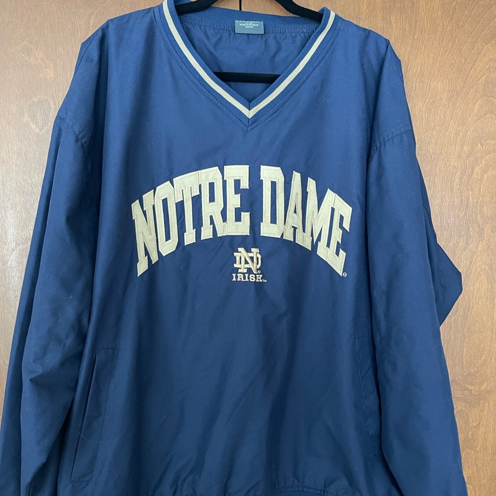 Notre Dame Navy Pull Over XL pockets
